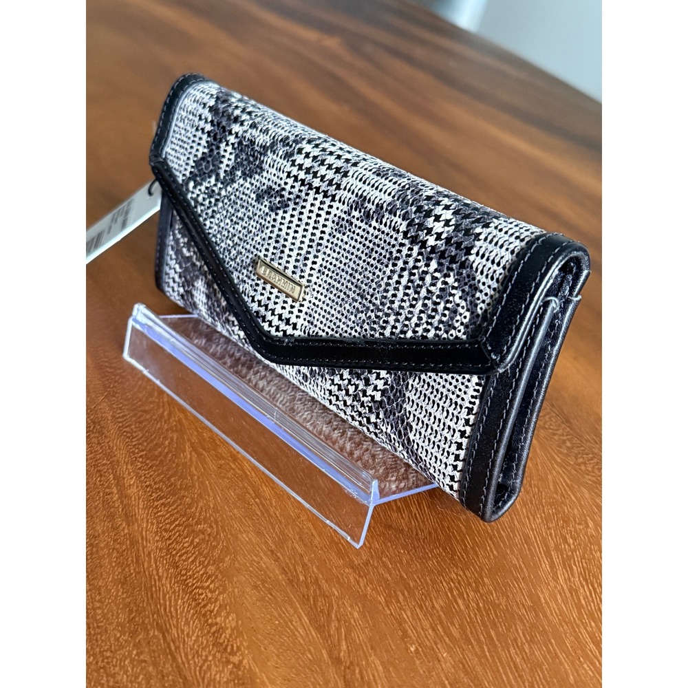 NWT $195 Brahmin Veronica Black Spark Houndstooth Snakeskin Leather Wallet